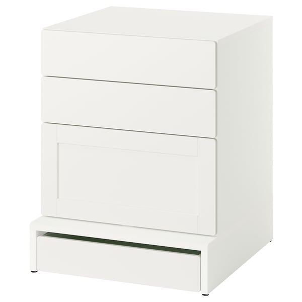 SMÅSTAD / UPPFÖRA 3-drawer chest, white white/with frame, 23 5/8x25 5/8x29 7/8 "