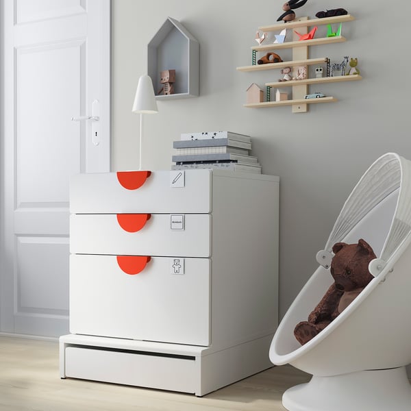 SMÅSTAD / UPPFÖRA 3-drawer chest, white/white, 23 5/8x24 3/4x29 7/8 "