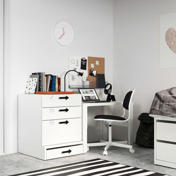 SMÅSTAD / UPPFÖRA 3-drawer chest, white/white, 23 5/8x24 3/4x29 7/8 "