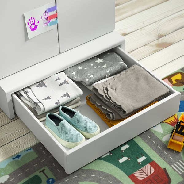 SMÅSTAD / UPPFÖRA 3-drawer dresser, white/light green, 23 5/8x25 5/8x29 7/8 "