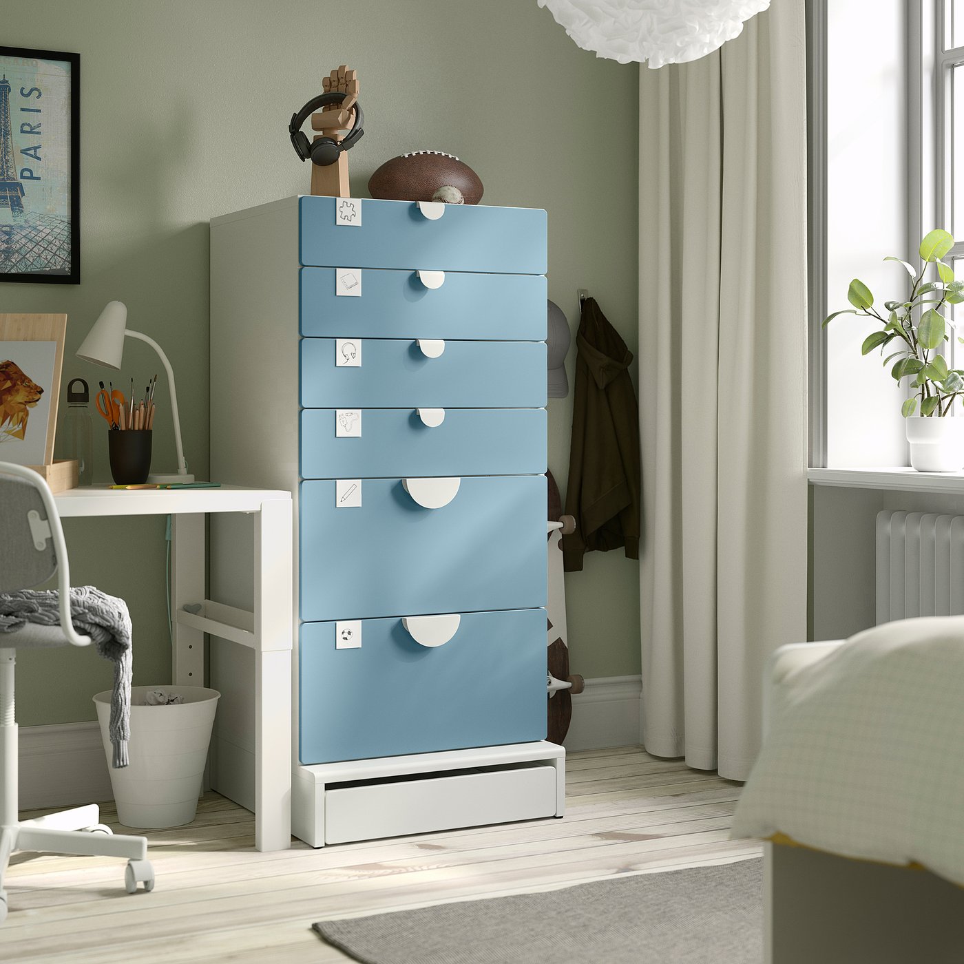 6-drawer dresser, white/blue 2