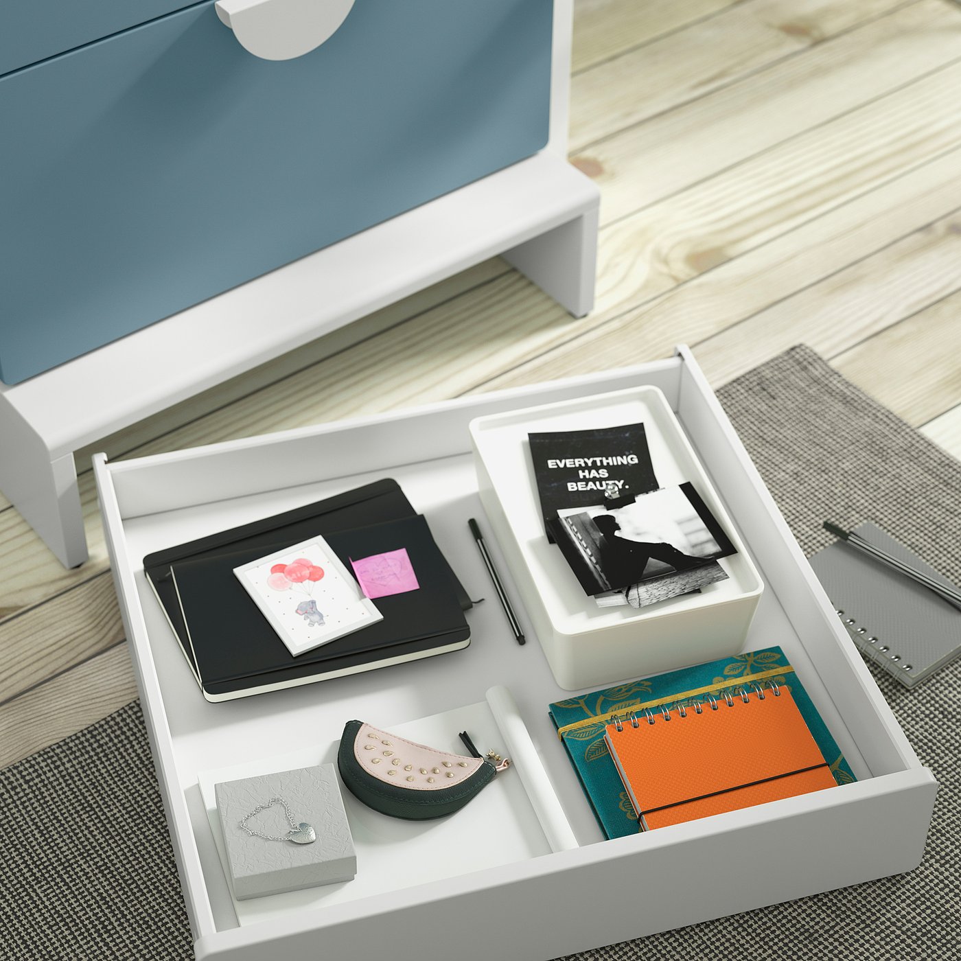 Bookcase, white light green/with 2 drawers 5