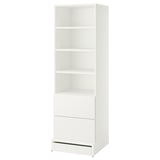 SMÅSTAD / UPPFÖRA Bookcase, white white/with 2 drawers, 23 5/8x25 5/8x77 1/8 "