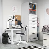 SMÅSTAD / UPPFÖRA Bookcase, white white/with 6 drawers, 23 5/8x25 5/8x77 1/8 "