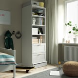 SMÅSTAD / UPPFÖRA Bookcase, white with frame/with 2 drawers, 23 5/8x25 5/8x77 1/8 "