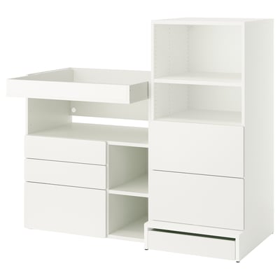 SMÅSTAD / UPPFÖRA Changing table, white white/with bookcase, 59x31 1/2x53 1/2 "