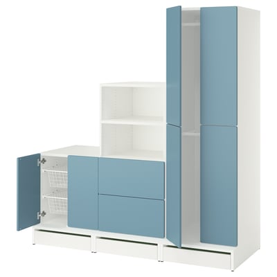 SMÅSTAD / UPPFÖRA Storage combination, white/blue, 70 7/8x25 5/8x77 1/8 "