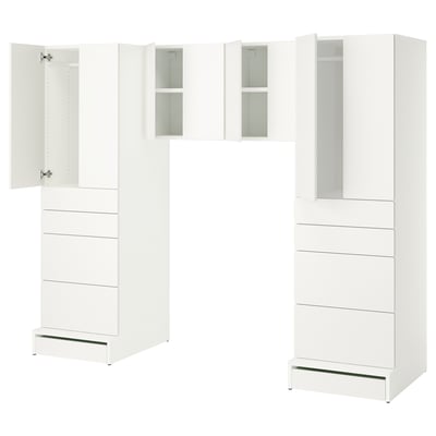 SMÅSTAD / UPPFÖRA Storage combination, white/white, 94 1/2x25 5/8x77 1/8 "