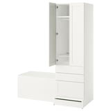 SMÅSTAD / UPPFÖRA Storage combination, white with frame/with bench, 59x25 5/8x77 1/8 "