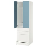 SMÅSTAD / UPPFÖRA Wardrobe, white blue/with 3 drawers, 23 5/8x25 5/8x77 1/8 "