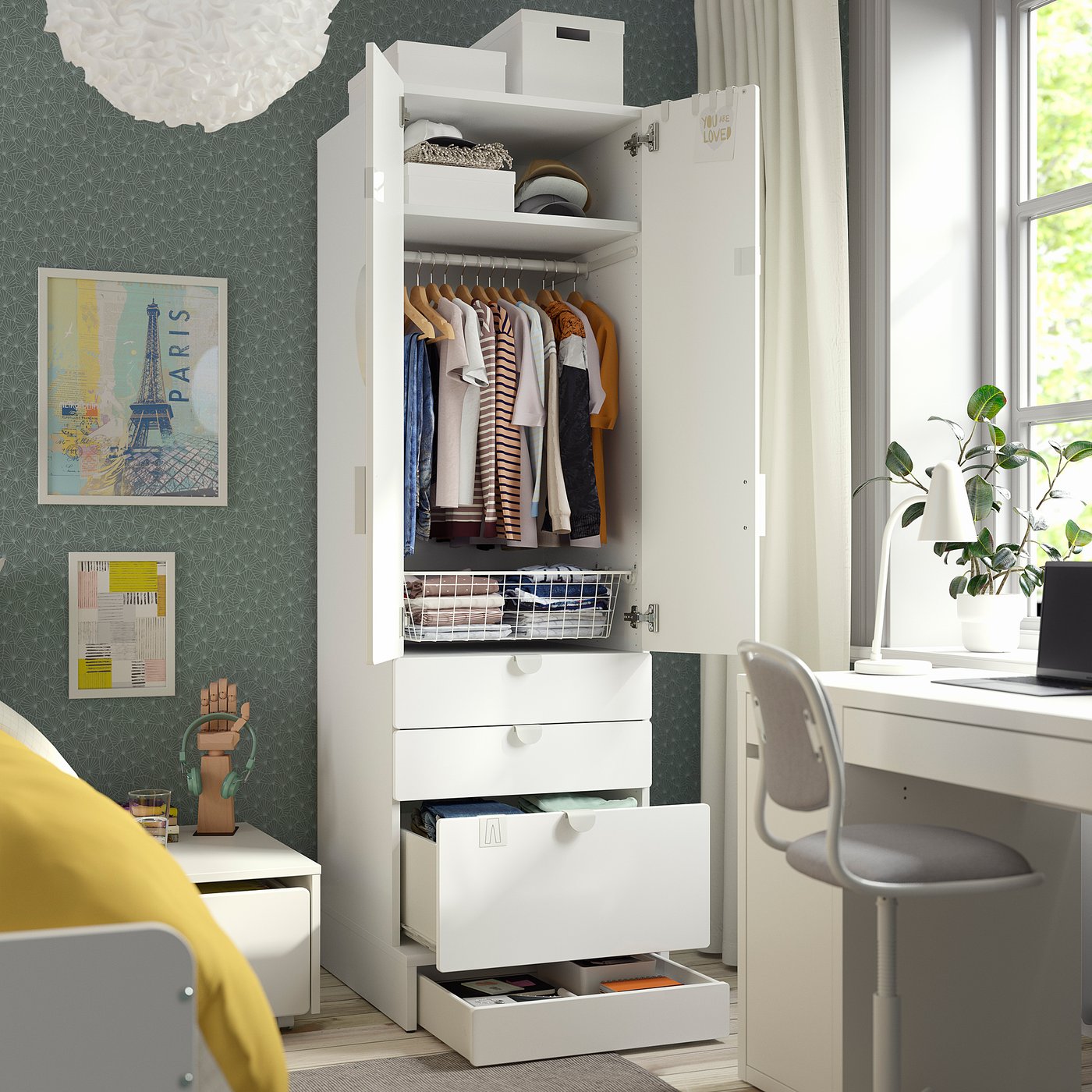 IKEA - ★3★ RAKKESTAD wardrobe with 3 doors, black-brown, 461/8x691/4