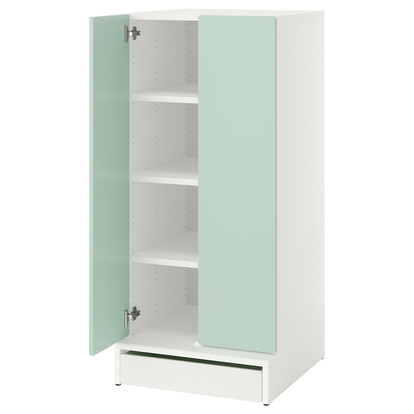 Wardrobe, White Light Green/With 3 Shelves