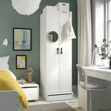 SMÅSTAD / UPPFÖRA Wardrobe, white/white, 23 5/8x25 5/8x77 1/8 "