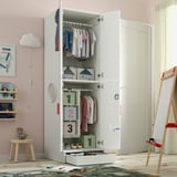 SMÅSTAD / UPPFÖRA Wardrobe, white with frame/with 2 clothes rails, 23 5/8x25 5/8x77 1/8 "
