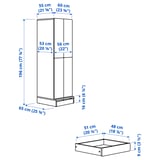 SMÅSTAD / UPPFÖRA Wardrobe, white with frame/with 2 clothes rails, 23 5/8x25 5/8x77 1/8 "