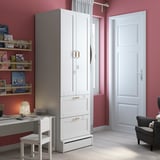SMÅSTAD / UPPFÖRA Wardrobe, white with frame/with 2 drawers, 23 5/8x25 5/8x77 1/8 "