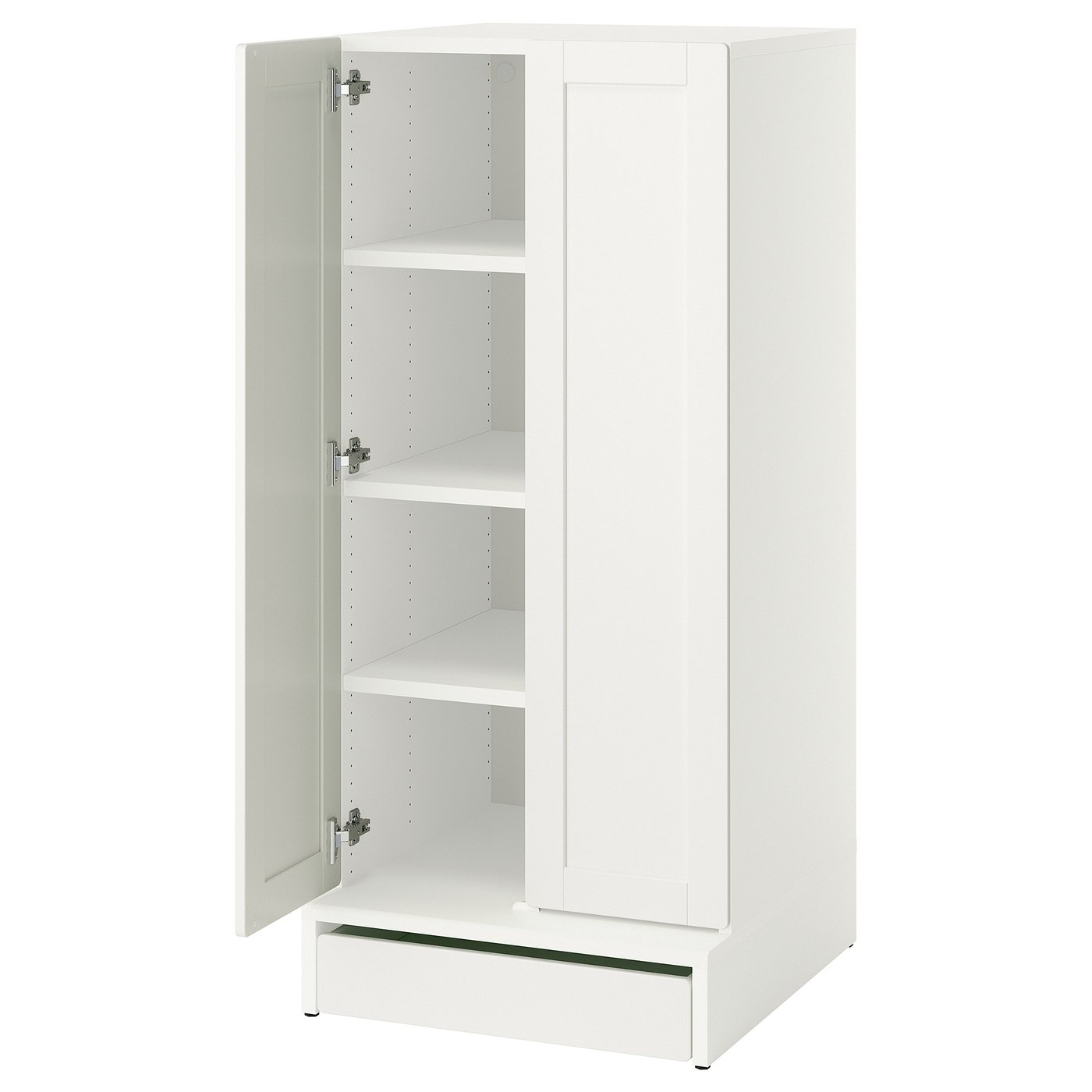 SMÅSTAD / UPPFÖRA wardrobe, white with frame/with 3 shelves, 235