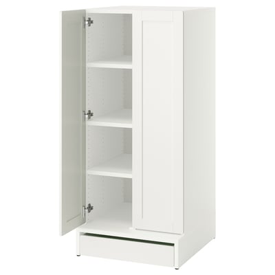 SMÅSTAD / UPPFÖRA Wardrobe, white with frame/with 3 shelves, 23 5/8x25 5/8x53 1/2 "