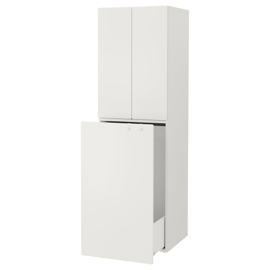 SMÅSTAD wardrobe with pullout unit, white white/with clothing rod, 235