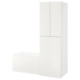 SMÅSTAD Wardrobe with pull-out unit, white white/with storage bench, 59x22 1/2x77 1/8 "