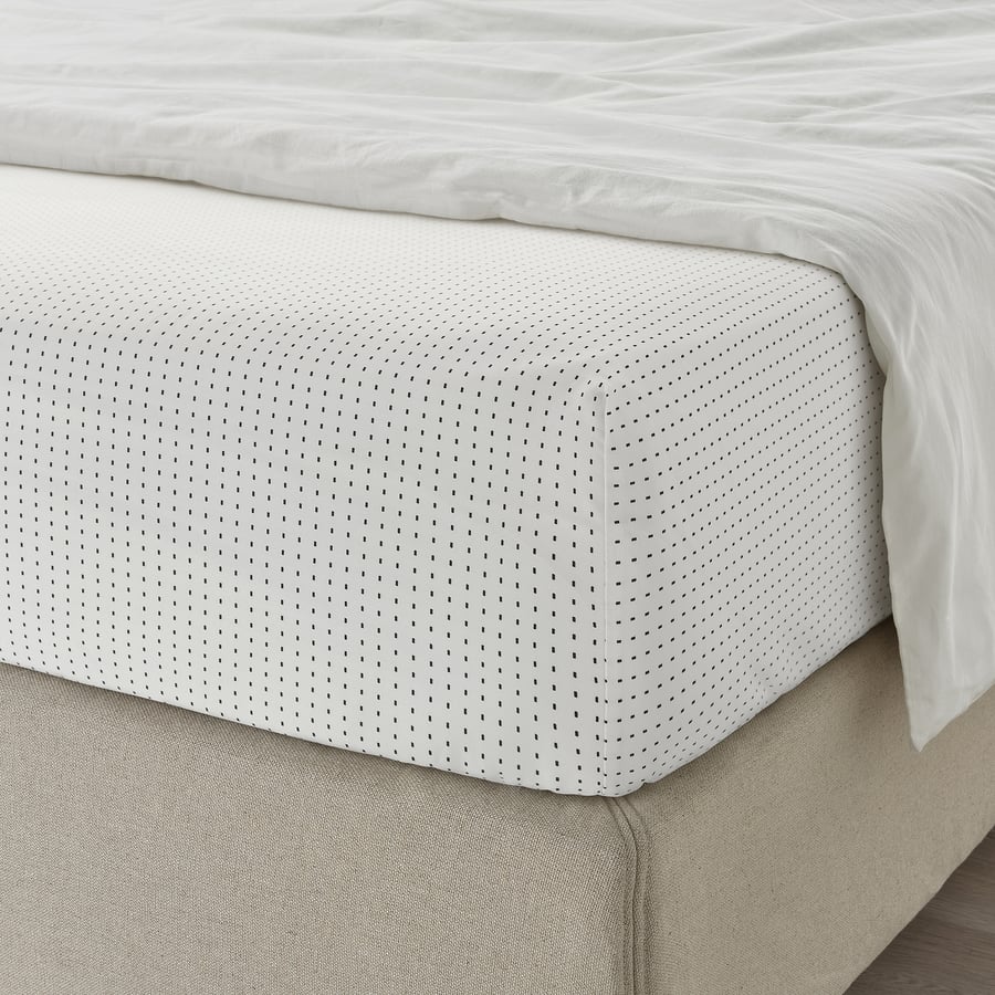 SMÅVÄNDEROT sheet set, black/white, Queen - IKEA