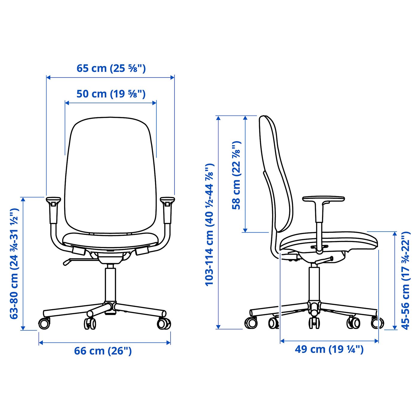 Office chair with armrests, Gräsnäs dark gray 2