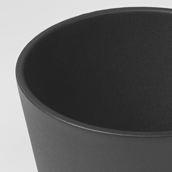 SMULGUBBE Plant pot with saucer, indoor/outdoor black, 4 ¾ "
