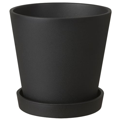 SMULGUBBE Plant pot with saucer, indoor/outdoor black, 4 ¾" IKEA