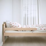 SNIGLAR Bed frame with slatted bed base, beech, 27 1/2x63 "
