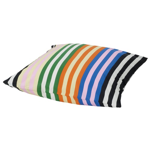 SNÖDROTTNING pillowcase, multicoloured stripes, soft cotton-viscose blend, rectangle with envelope closure.
