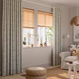 SNÖRUTA Curtains, 1 pair, light grey-beige white/floral pattern with heading tape, 57x98 "