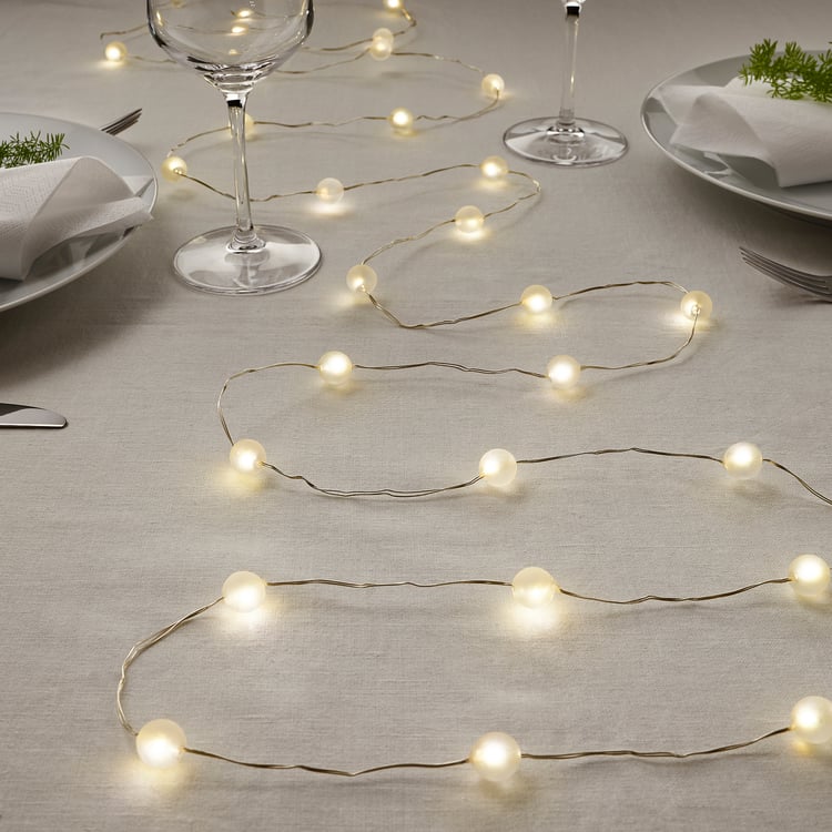 SNÖYRA LED string light with 40 lights, indoor, battery operated silver color IKEA
