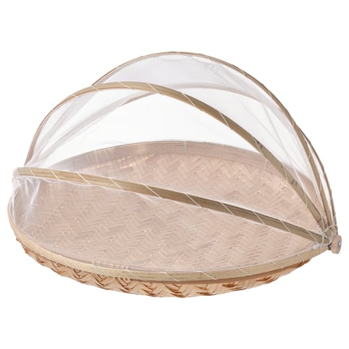 SNUSTORR Food cover with tray, handmade bamboo, 15 ¾" IKEA