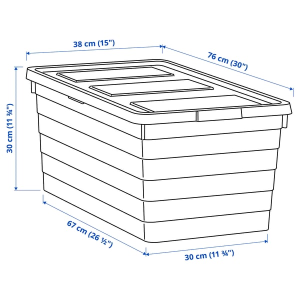 SOCKERBIT Storage box with lid, white, 15x30x11 ¾ "