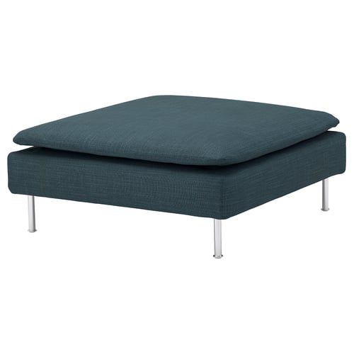 SÖDERHAMN footstool, teal, rectangular, upholstered fabric, metal legs.