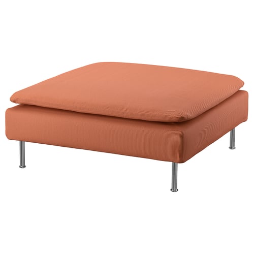 SÖDERHAMN, orange, square footrest. Upholstered, four chrome legs.