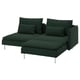 SÖDERHAMN Loveseat, with chaise with armrest/Tallmyra dark green