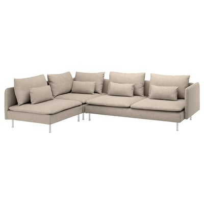 SÖDERHAMN Sectional, 4-seat corner, with open end/Hillared beige