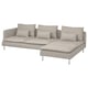 SÖDERHAMN Sectional, 4-seat with chaise, and open end/Fridtuna light beige