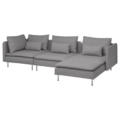 SÖDERHAMN Sectional, 4-seat with chaise, Tonerud gray