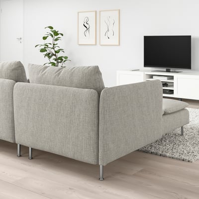 SÖDERHAMN light grey sofa, modern & airy, deep seats, large in living room.
