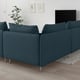 Ikea SÖDERHAMN teal sectional sofa in minimalist living room.