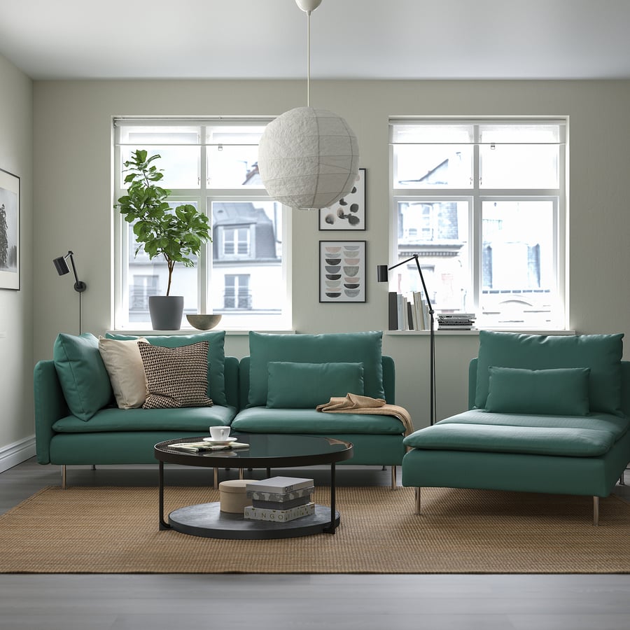 SÖDERHAMN sofa, with open end/Kelinge grayturquoise IKEA