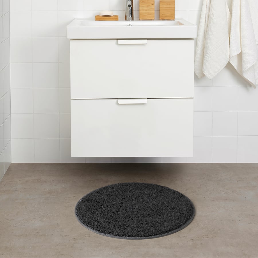 SÖDERSJÖN bath mat, dark gray/round, 22" IKEA
