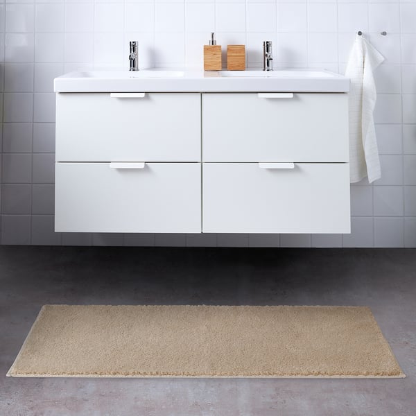 SÖDERSJÖN bath mat, light beige, 24x47" IKEA