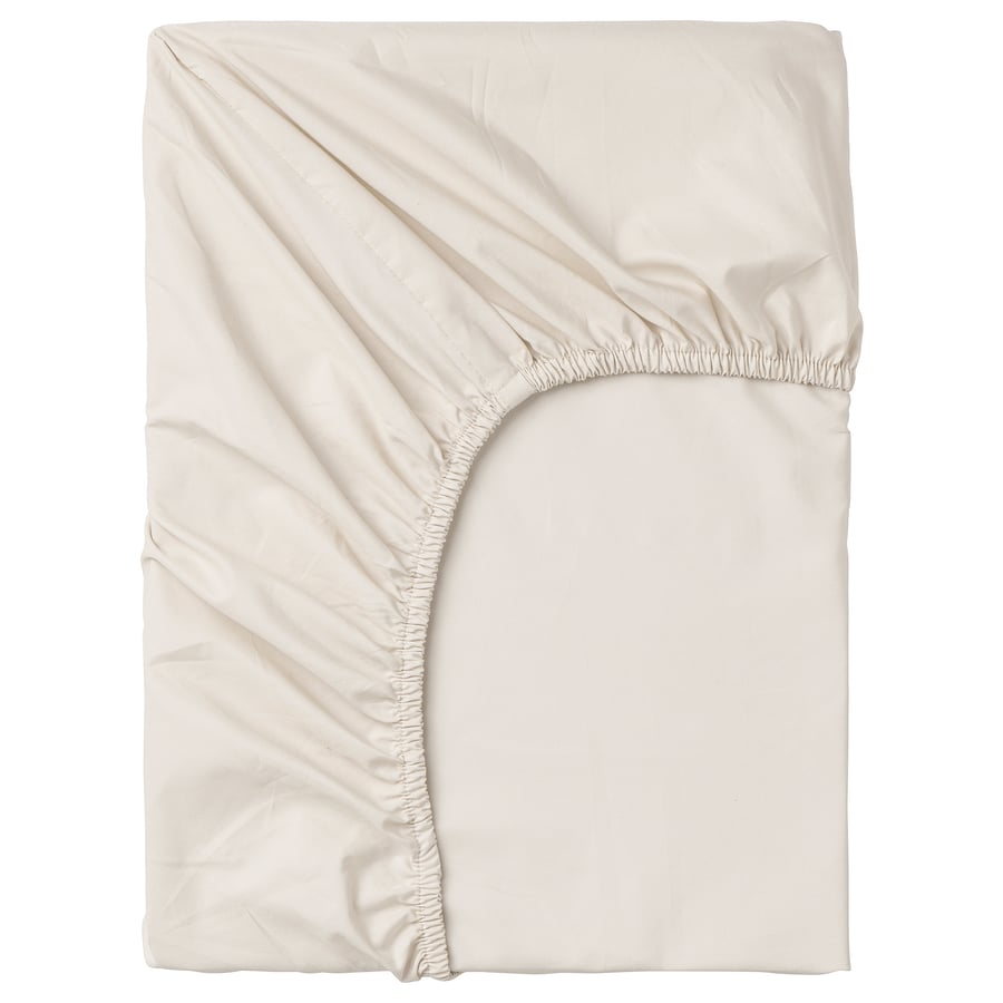 SÖMNTUTA Fitted sheet, light beige, King IKEA