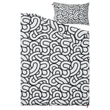 SÖTRÖNN Duvet cover and pillowcase(s), white/black/patterned, Twin