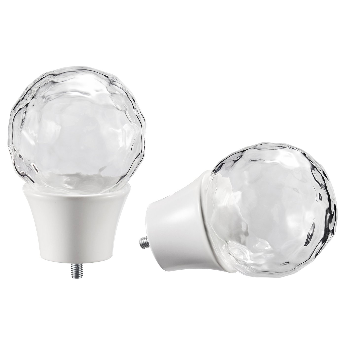 Finials, 1 Pair, White/Glass