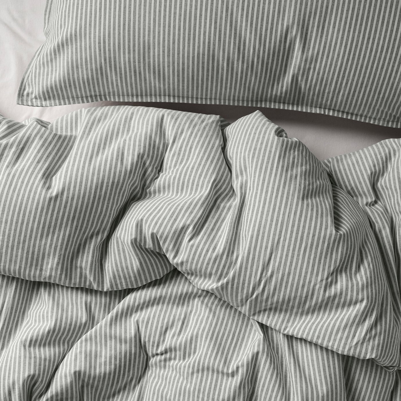 SOLFIBBLA comforter set, gray white/stripe, Twin/Twin X-long - IKEA