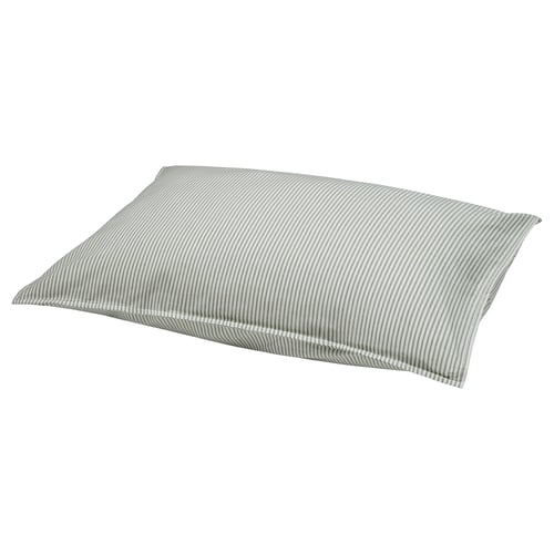 A SOLFIBBLA cotton pillow. It is rectangular, light grey with thin white stripes, and appears soft and comfortable.